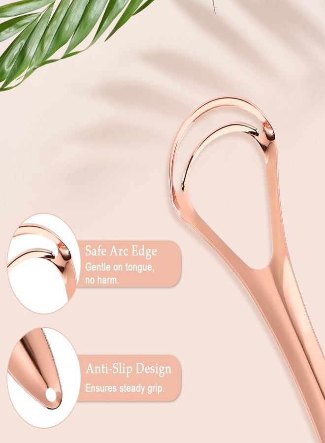 ZIBUYU® Rose Gold Tongue Cleaner for Adults - 2 Pack Stainless Steel Tongue Scraper with Metal Box, Double Layer Design for Effective Bad Breath Removal, 100% BPA-Free - Image 3